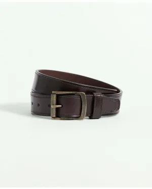 Brooks Brothers Men's Leather Belt with Brass Buckle Brown Brooks Brothers