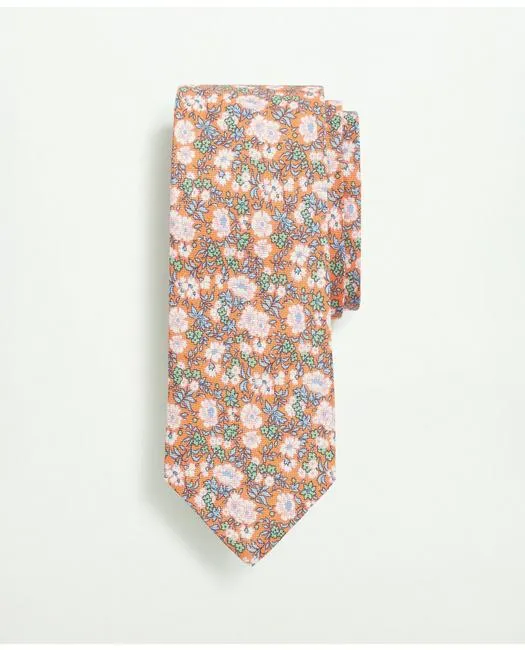 Brooks Brothers Men's Linen Jacquard Floral Tie Orange Brooks Brothers