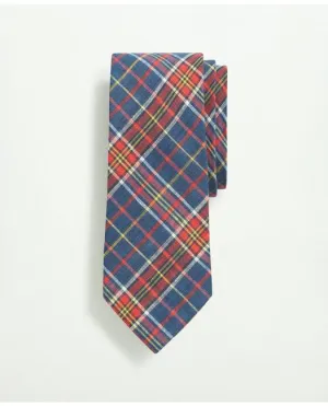 Brooks Brothers Men's Linen Jacquard Plaid Pattern Tie Blue/Red/Yellow Brooks Brothers