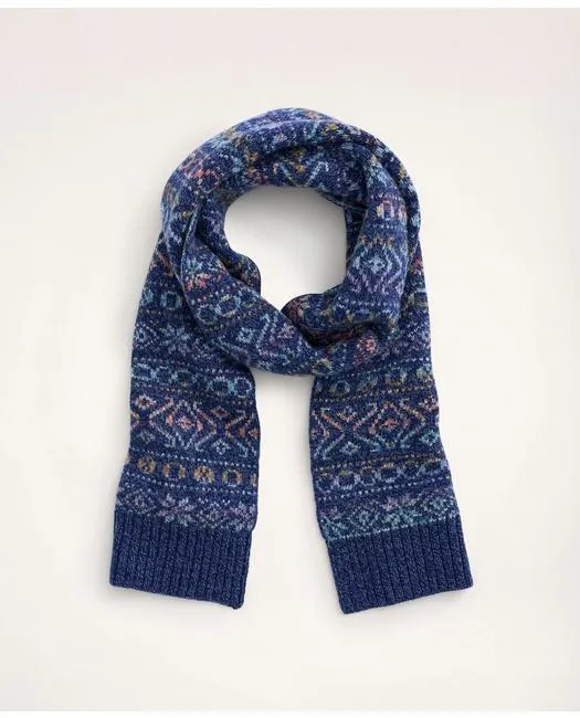 Brooks Brothers Men's Merino Space-Dyed Fair Isle Scarf Navy Brooks Brothers