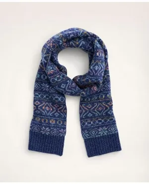 Brooks Brothers Men's Merino Space-Dyed Fair Isle Scarf Navy Brooks Brothers