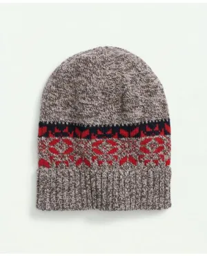 Brooks Brothers Men's Merino Wool Snowflake Beanie Brown Brooks Brothers