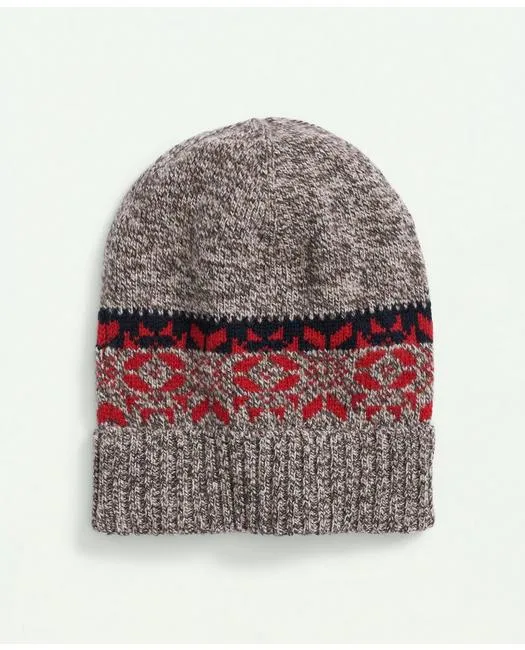 Brooks Brothers Men's Merino Wool Snowflake Beanie Brown Brooks Brothers