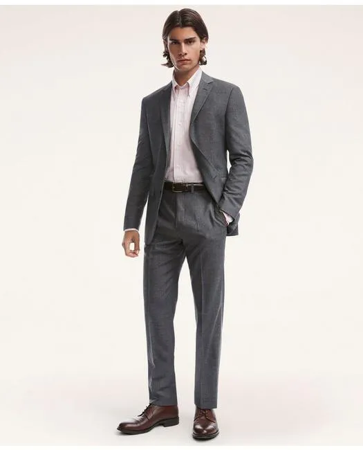 Brooks Brothers Men's Milano Fit Mini-Houndstooth 1818 Suit Grey Brooks Brothers