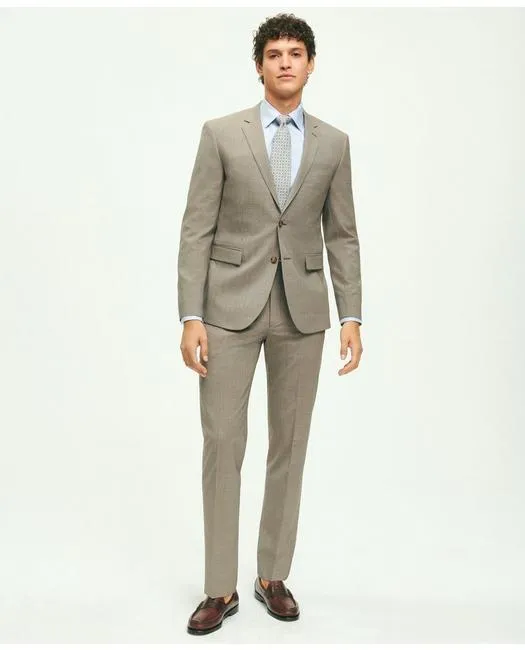 Brooks Brothers Men's Milano Fit Stretch Wool 1818 Suit Beige Brooks Brothers