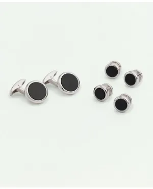 Brooks Brothers Men's Onyx Stud Set Silver Brooks Brothers
