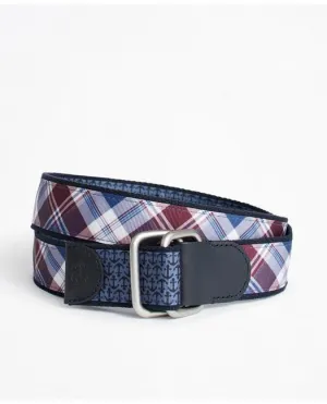 Brooks Brothers Men's Plaid and Solid Reversible Stretch Belt Blue/Red Brooks Brothers
