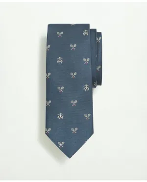 Brooks Brothers Men's Silk Fleece Tennis Racquet Pattern Tie Navy Brooks Brothers