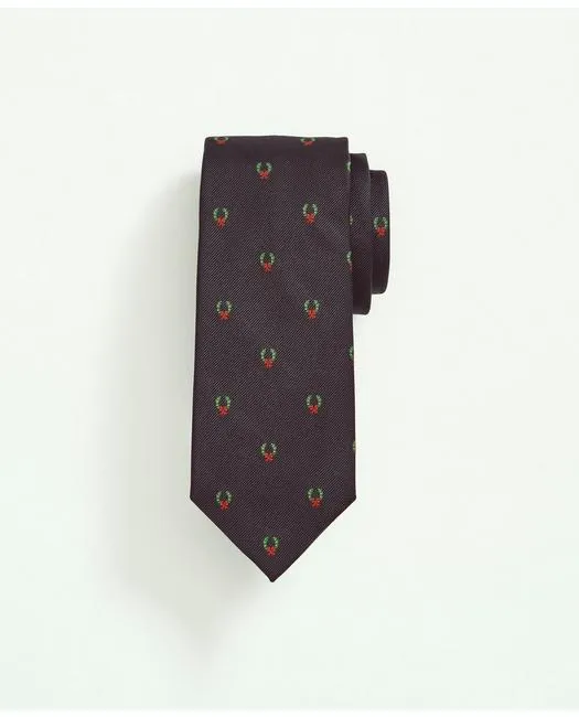 Brooks Brothers Men's Silk Holiday Wreath Tie Navy Brooks Brothers