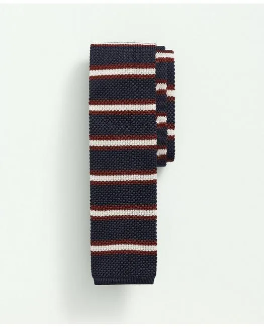Brooks Brothers Men's Silk Knit BB#2 Striped Tie Navy/Red Brooks Brothers
