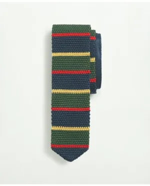 Brooks Brothers Men's Silk Knit Stripe Tie Dark Green Brooks Brothers