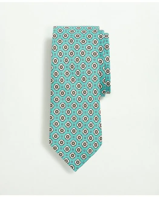 Brooks Brothers Men's Silk Linen Jacquard Dot Tie Turquoise Brooks Brothers