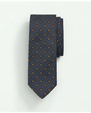 Brooks Brothers Men's Silk Wool Floral Medallion Tie Blue/Brown Brooks Brothers