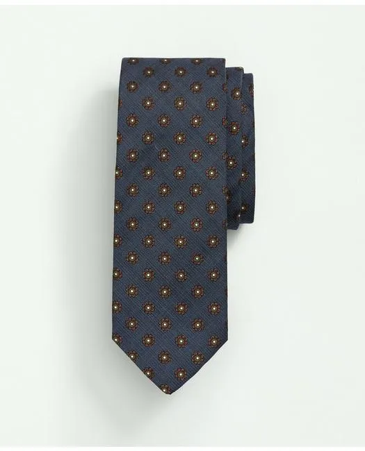 Brooks Brothers Men's Silk Wool Floral Medallion Tie Blue/Brown Brooks Brothers