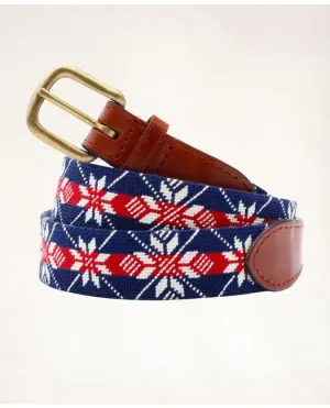 Brooks Brothers Men's Smathers & Branson Leather Needlepoint Belt Multicolor Brooks Brothers