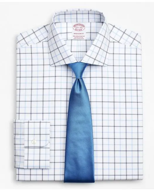 Brooks Brothers Men's Stretch Madison Relaxed-Fit Dress Shirt Blue Brooks Brothers