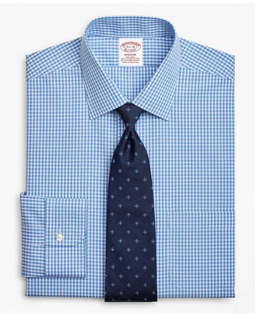 Brooks Brothers Men's Stretch Madison Relaxed-Fit Dress Shirt Blue Brooks Brothers