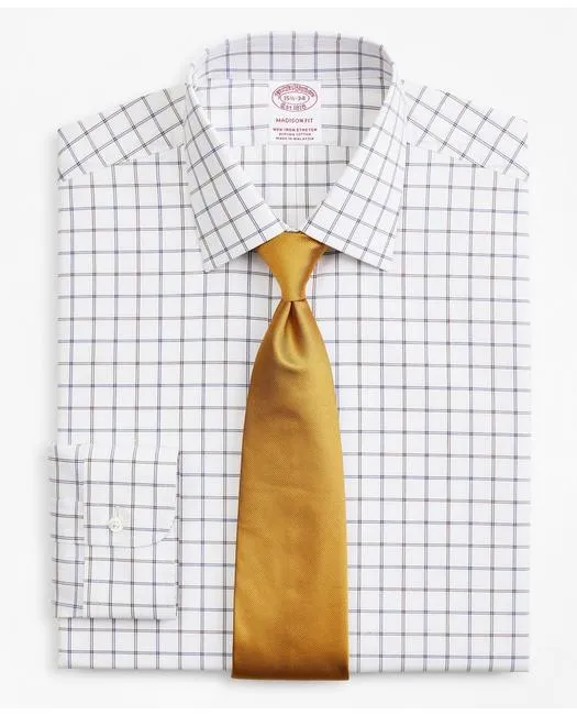 Brooks Brothers Men's Stretch Madison Relaxed-Fit Dress Shirt Brown Brooks Brothers