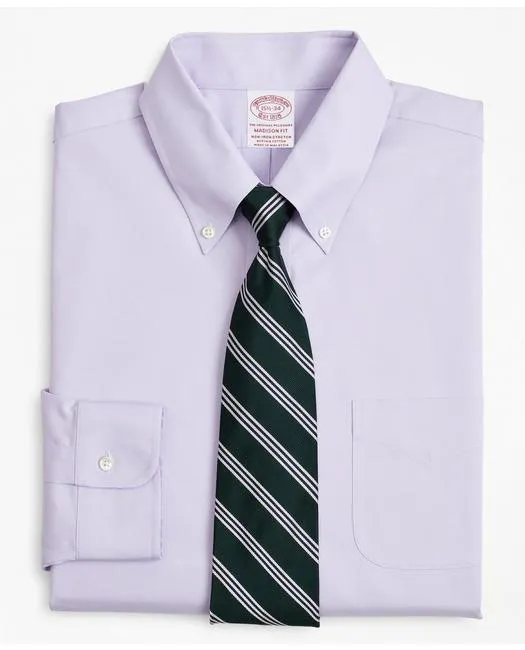 Brooks Brothers Men's Stretch Madison Relaxed-Fit Dress Shirt Lavender Brooks Brothers