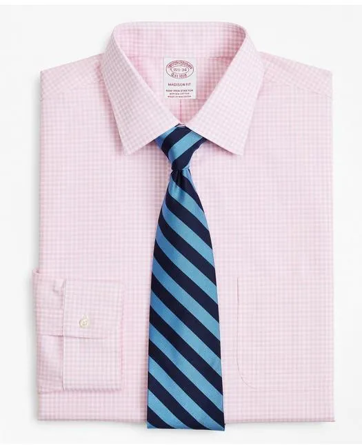 Brooks Brothers Men's Stretch Madison Relaxed-Fit Dress Shirt Pink Brooks Brothers