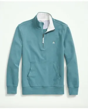 Brooks Brothers Men's Stretch Sueded Cotton Jersey Half-Zip Blue Brooks Brothers