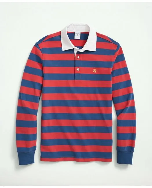 Brooks Brothers Men's Sueded Cotton Chest Stripe Rugby Blue Brooks Brothers