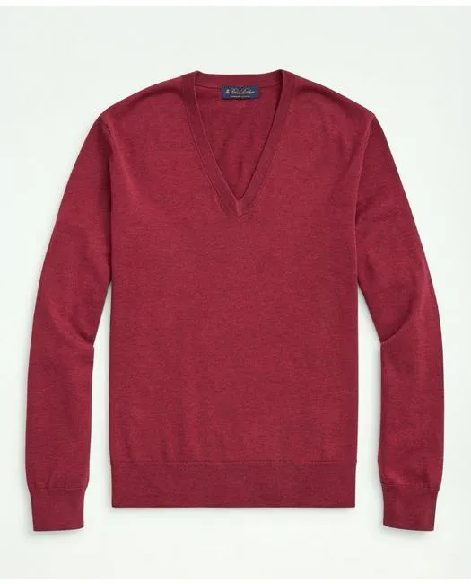 Brooks Brothers Men's Supima Cotton V-Neck Sweater Burgundy Brooks Brothers