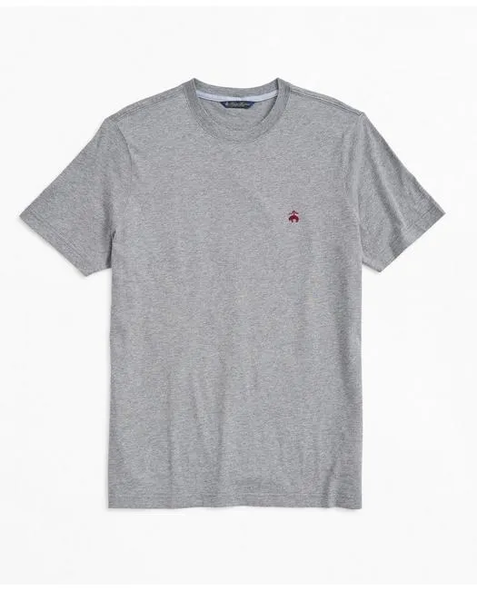 Brooks Brothers Men's Washed Supima Cotton Logo Crewneck T-Shirt Grey Brooks Brothers