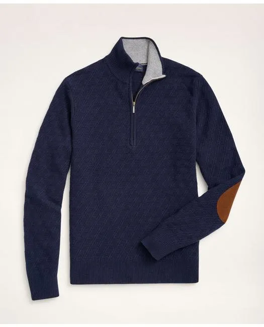 Brooks Brothers Men's Wool Cashmere Diamond Half-Zip Sweater Navy Brooks Brothers