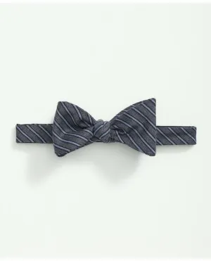 Brooks Brothers Men's Wool Silk Mini Framed Striped Bow Tie Grey/Light Blue Brooks Brothers