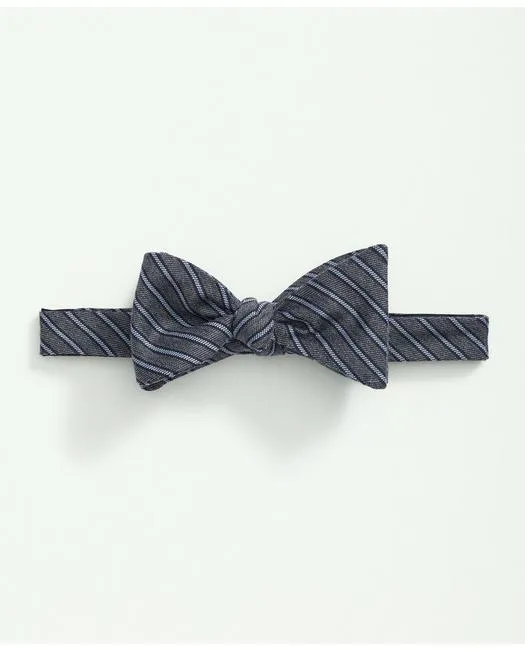 Brooks Brothers Men's Wool Silk Mini Framed Striped Bow Tie Grey/Light Blue Brooks Brothers