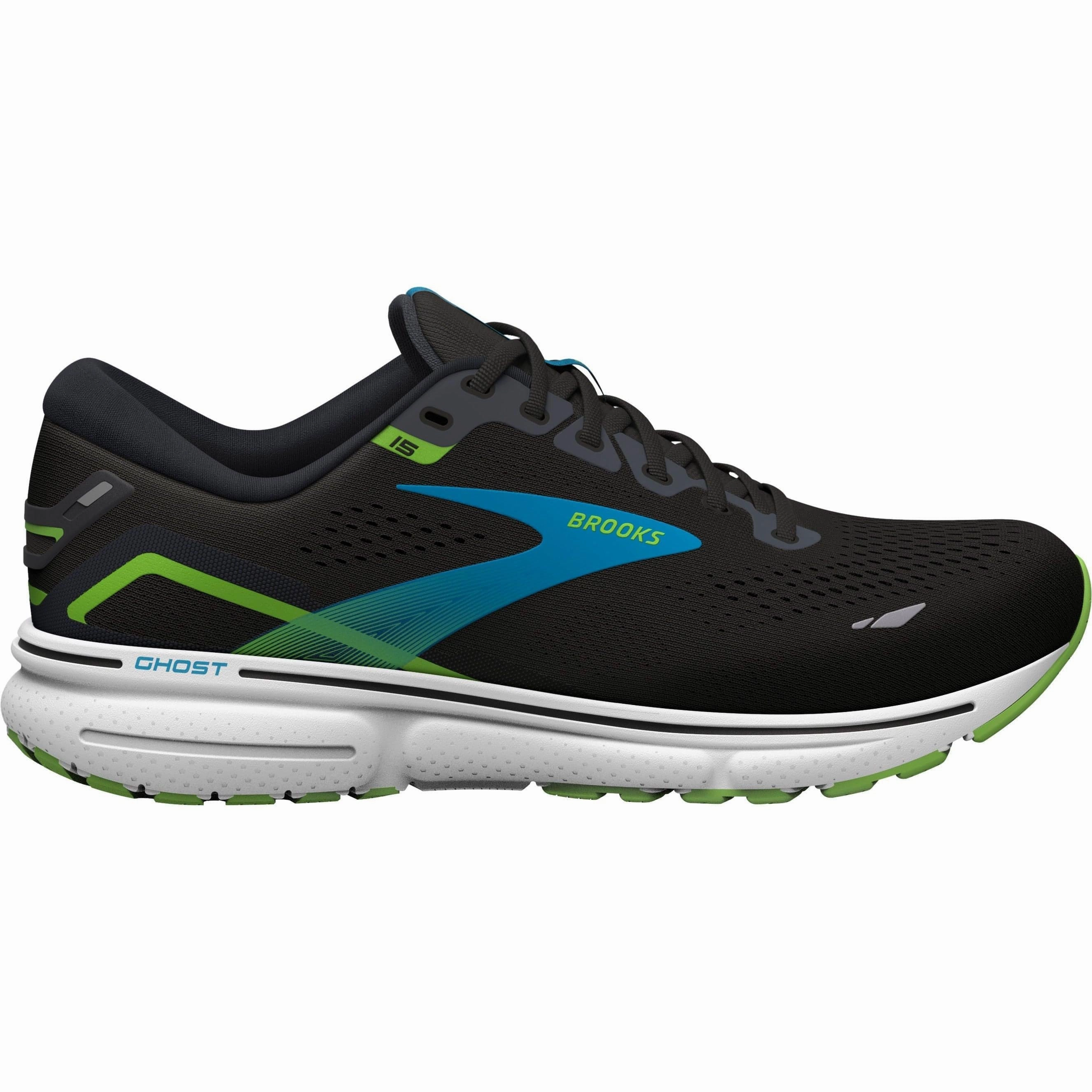 Brooks Ghost 15 Mens Running Shoes - Black Brooks cushioned sneakers for distance running
