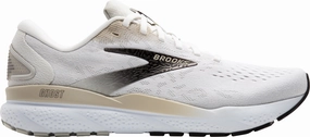 Brooks Ghost 16 Mens Running Shoes - White Brooks cushioned sneakers for distance running