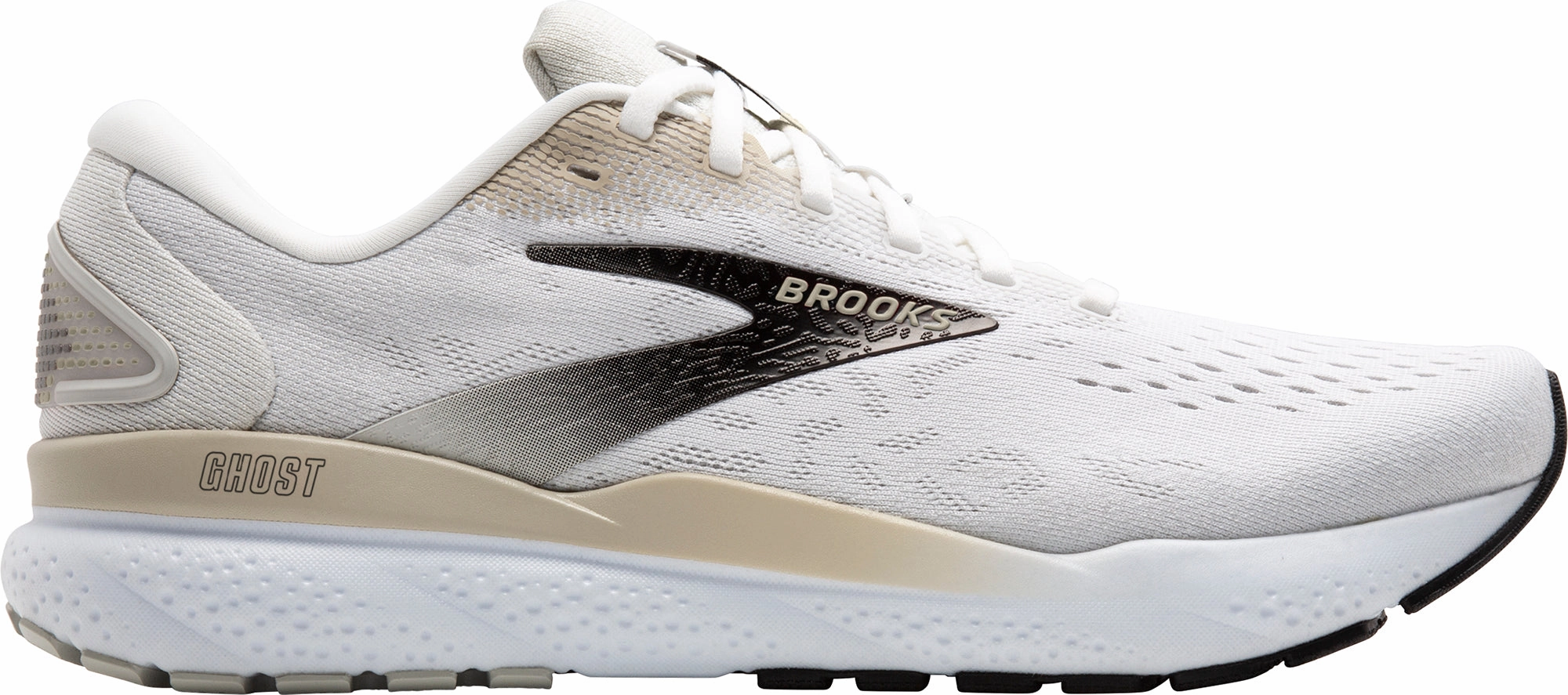 Brooks Ghost 16 Mens Running Shoes - White Brooks cushioned sneakers for distance running