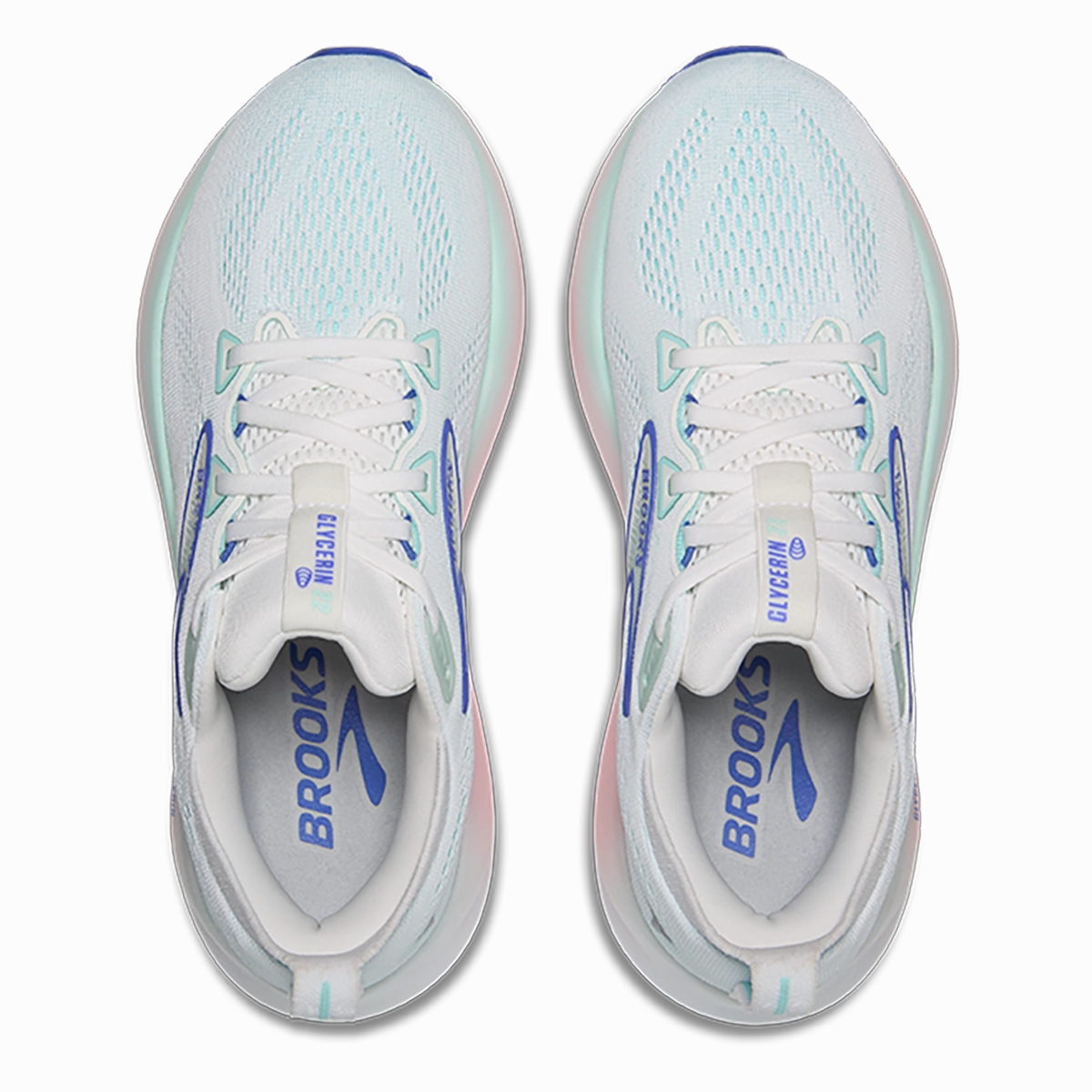 Brooks Glycerin 22 White - Limpet Shell - Amparo Blue Brooks performance running shoes