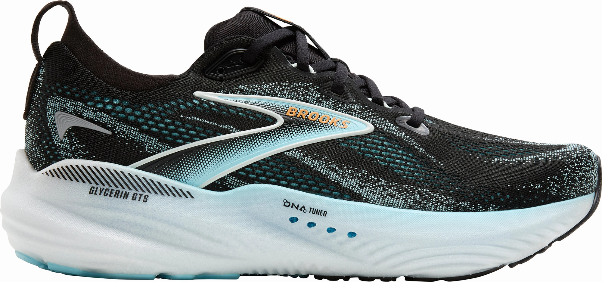 Brooks Glycerin GTS 22 Mens Running Shoes - Black Brooks cushioned sneakers for distance running
