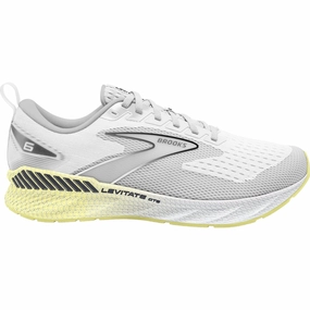 Brooks Levitate GTS 6 Womens Running Shoes - White Brooks cushioned sneakers for distance running
