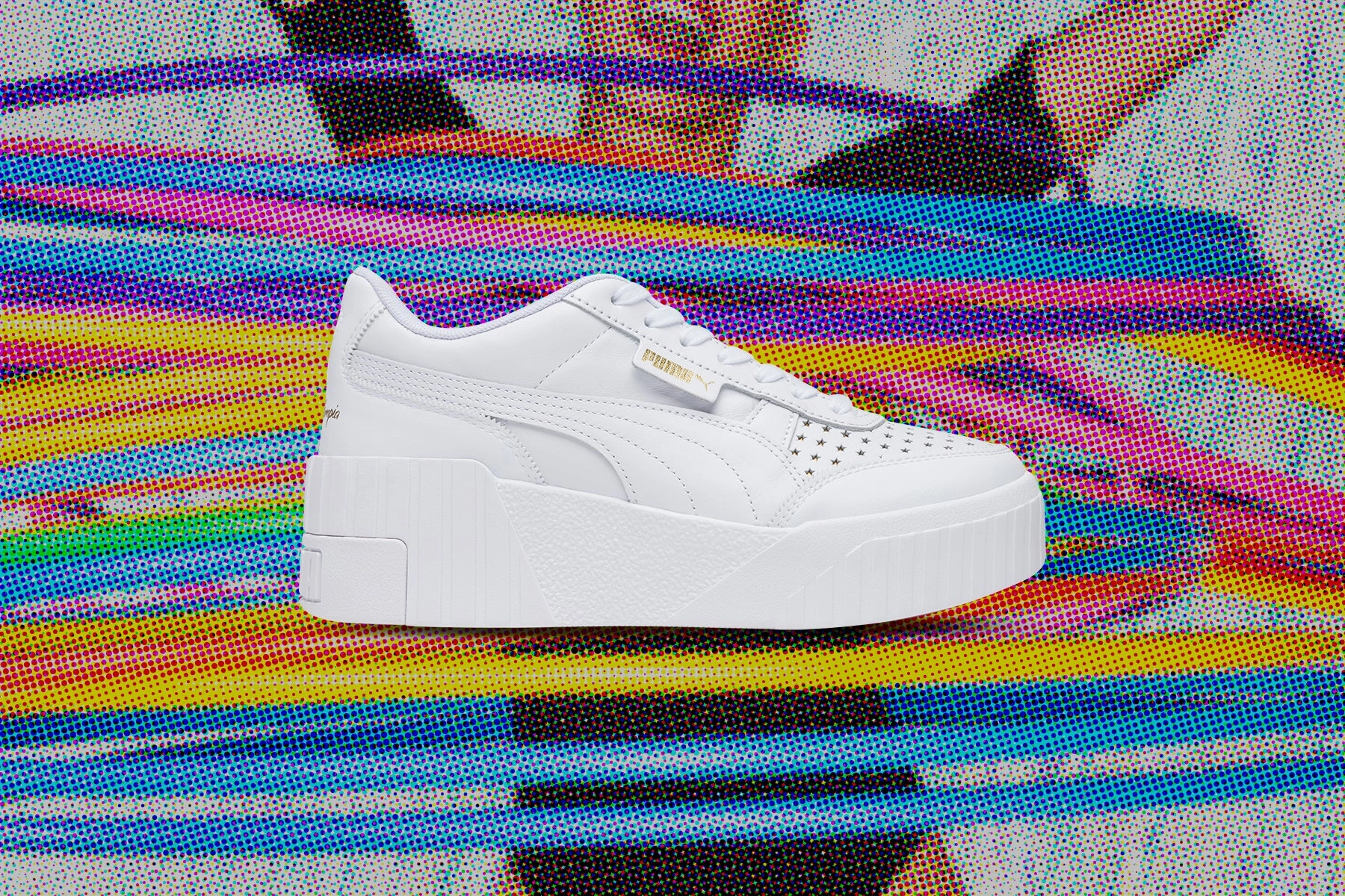 Cali Wedge Charlotte - White Puma Suede Street Sneakers