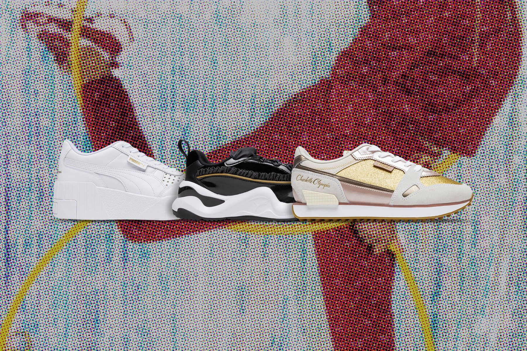 Cali Wedge Charlotte - White Puma Suede Street Sneakers