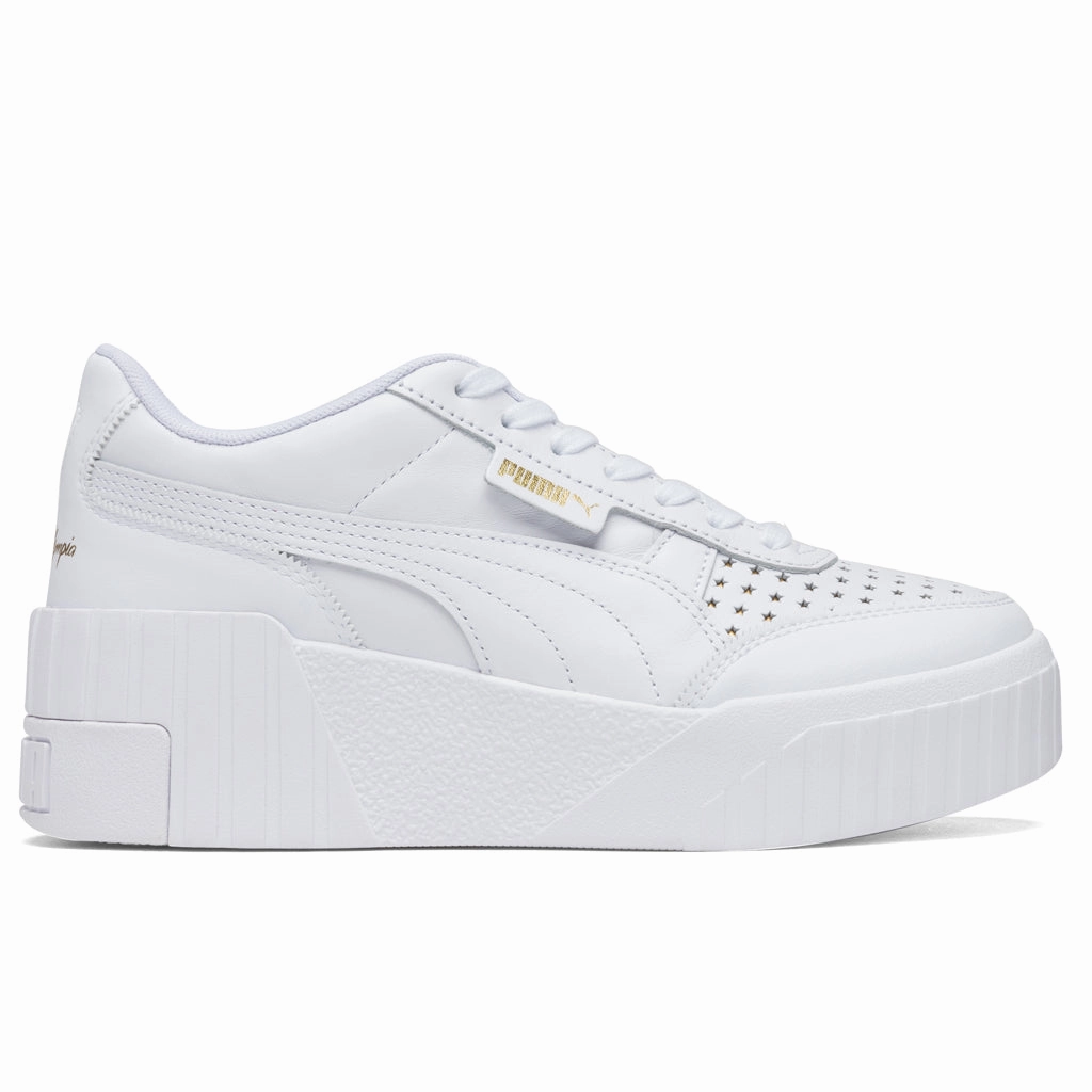 Cali Wedge Charlotte - White Puma shoes with suede and modern shape
