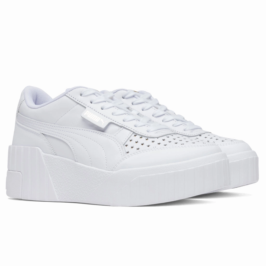 Cali Wedge Charlotte - White Puma Suede Street Sneakers