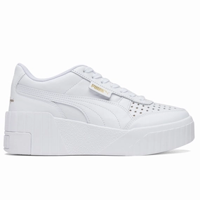 Cali Wedge Charlotte - White Puma shoes with suede and modern shape
