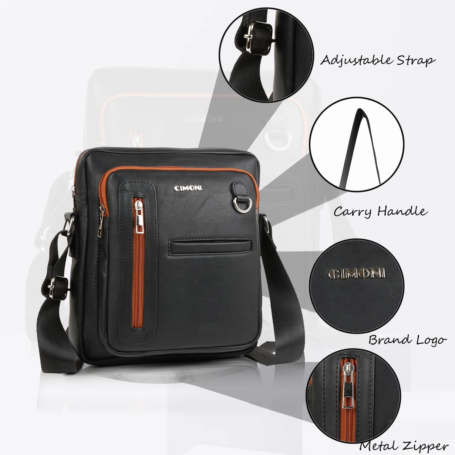 CIMONI® Premium Genuine Leather Bag Classic Design Travel Bag for Office, College & Business With Adjustable Straps Daytrip Crossbody Slingbag