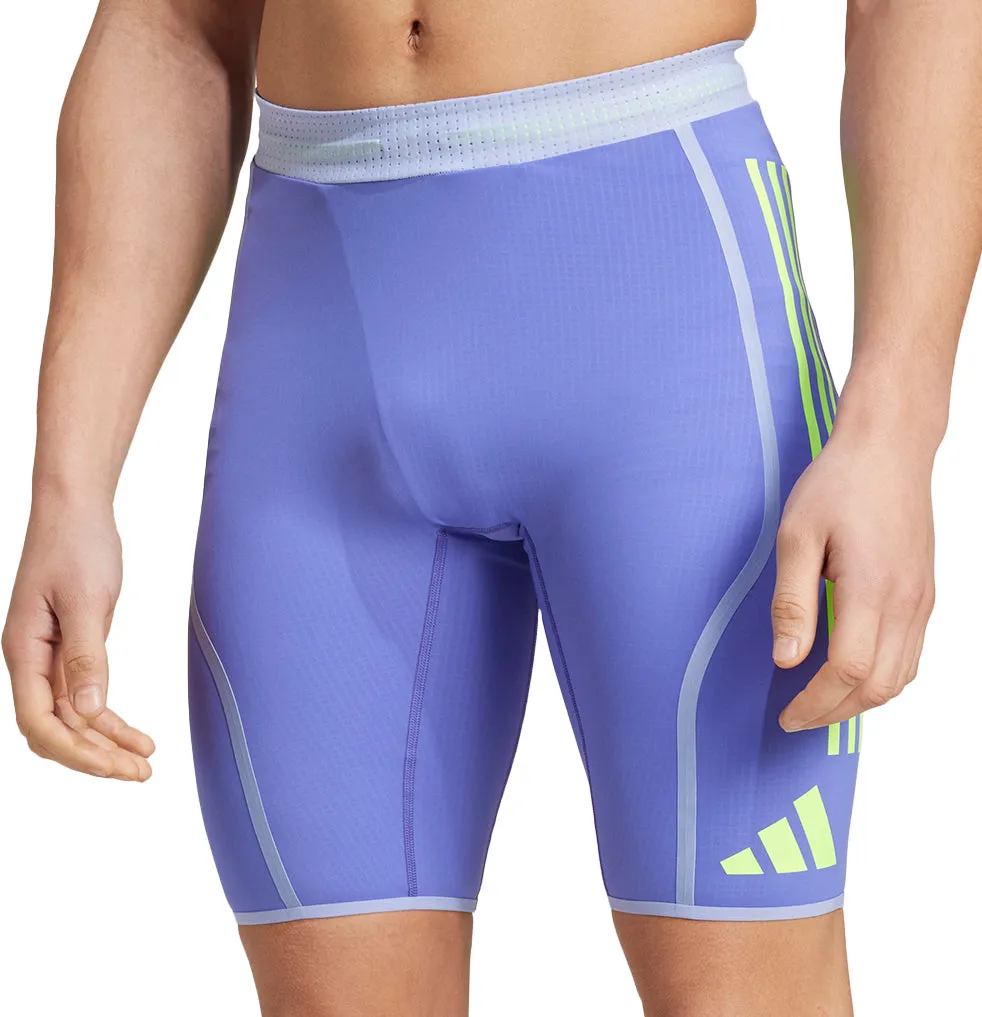 Clothing Adidas  Men adidas Adizero Promo Mens Short Running Tights - Blue