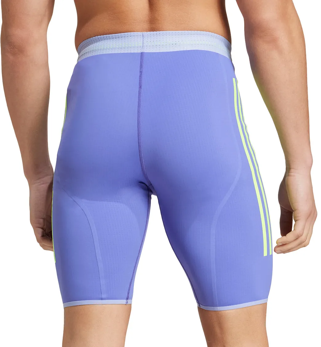 Clothing Adidas  Men adidas Adizero Promo Mens Short Running Tights - Blue