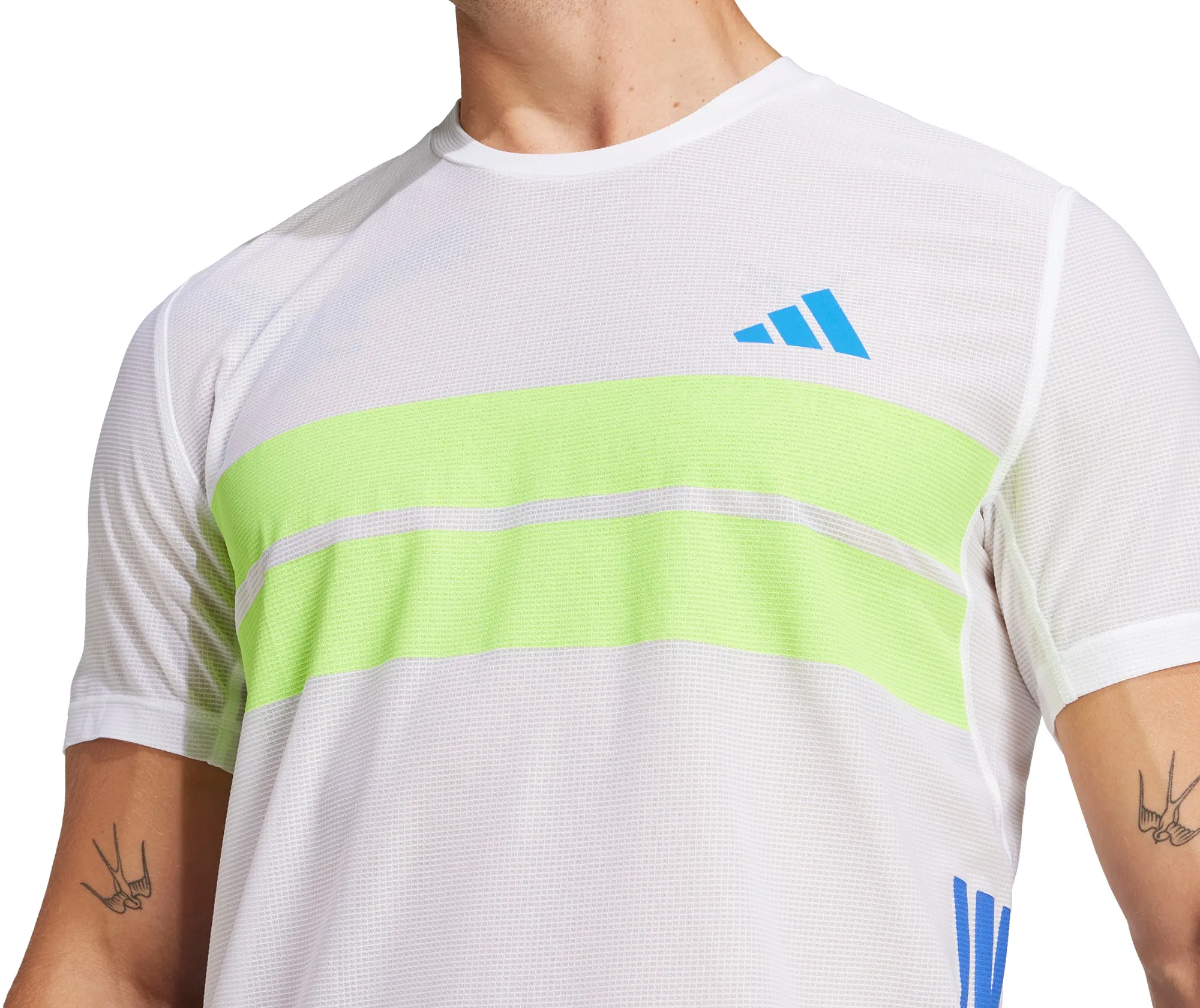 Clothing Adidas  Men adidas Adizero Retro Short Sleeve Mens Running Top - White