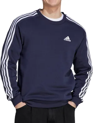 Clothing Adidas  Men adidas Essentials Fleece 3 Stripes Mens Sweatshirt - Blue