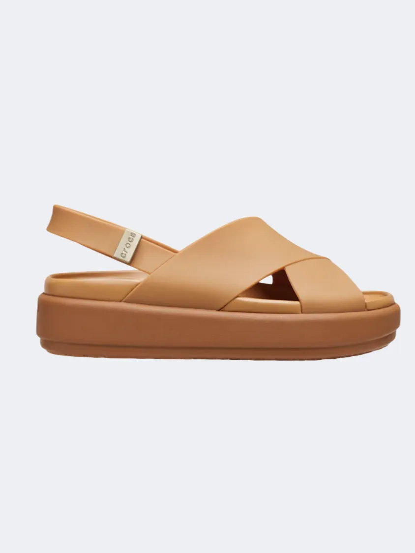 Crocs Brooklyn Luxe Cross Strap Women Lifestyle Sandals Tan Women's footwear styles