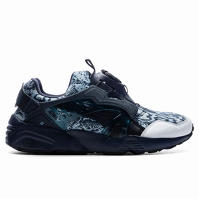 Disc Blaze Snake - Blue Puma shoes with suede and modern shape