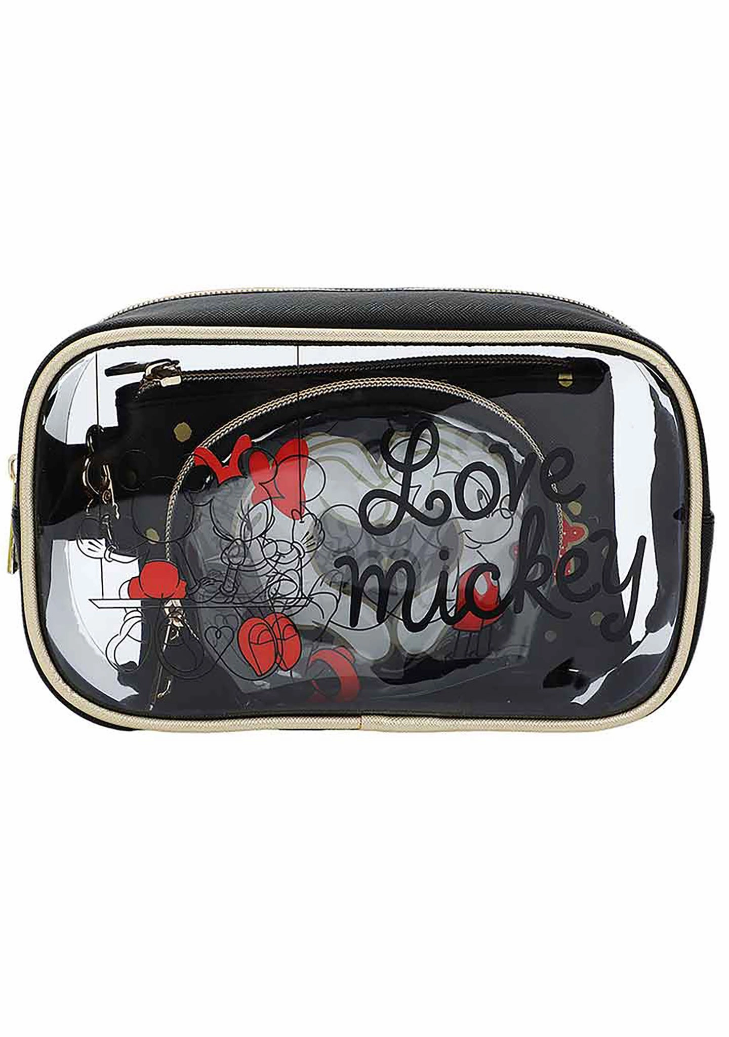 Disney Mickey & Minnie Love Travel 3PC Cosmetic Bags